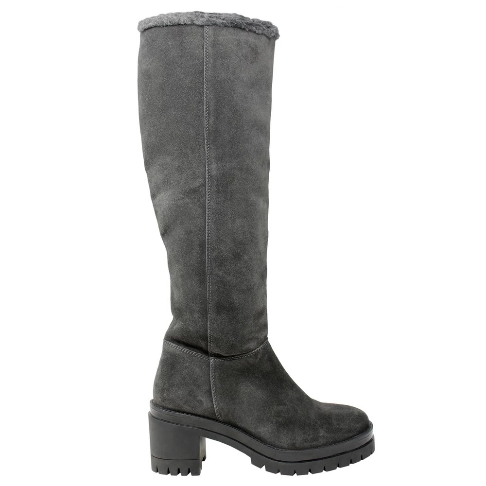Charles By Charles David Collateral Tall Gray Suede Boots Size 9 Lug Soles